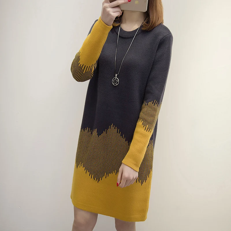 yellow 4xl Плюс большой размер свитер женский весна осень зима feminina модный тонкий Свободный вязаный длинный Повседневный свитер женский Y1156 - Цвет: yellow
