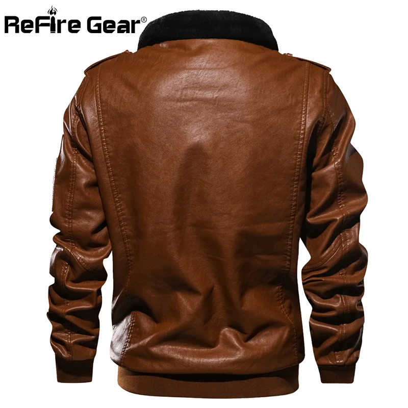 Куртка ReFire Gear мужская кожаная теплая мотоциклетная куртка бомбер в стиле