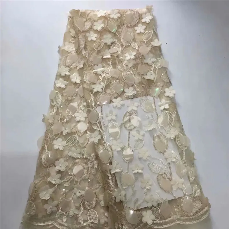 

Новинка 2019, Высококачественная Тюль с 3d блестками, французская нигерийская кружевная ткань, вышитая жемчужиной африканская кружевная ткан...