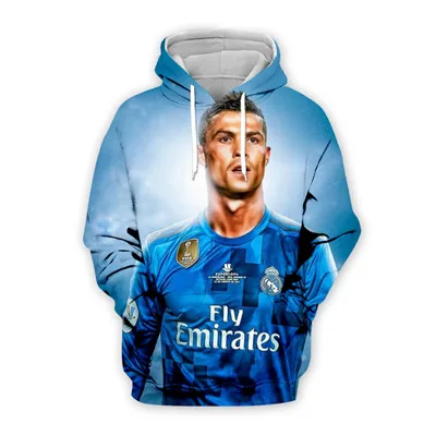 PLstar Cosmos Cristiano Ronaldo 3D принт Толстовка/куртка/мужские и женские галактические синие рубашки Прямая - Цвет: Hoodies