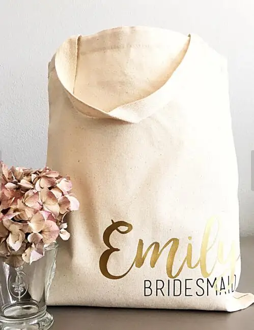 set of 4pcs Custom tote bags Personalized bridesmaid names Champagne Party wedding gift Bags Bachelorette bridal shower favors