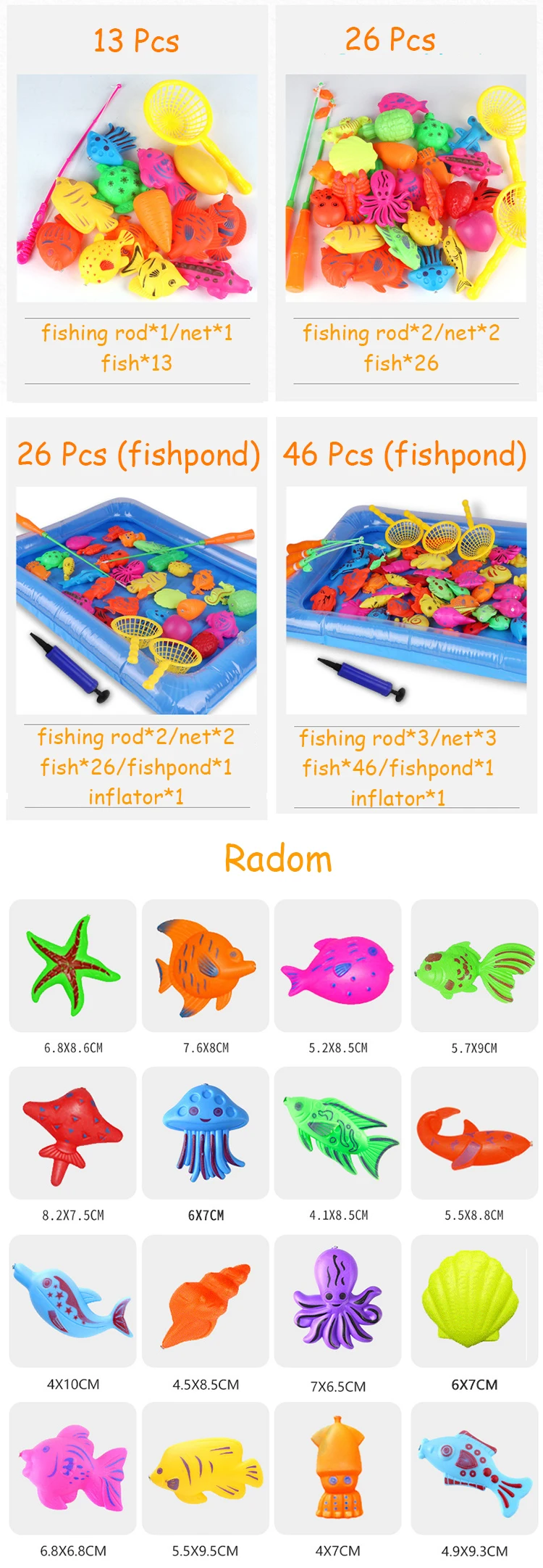 Детский набор рыболовных игрушек, 46 шт., костюм, магнитные игрушки для детей, рыбка, квадратный, популярный подарок для детей, для мальчиков и девочек