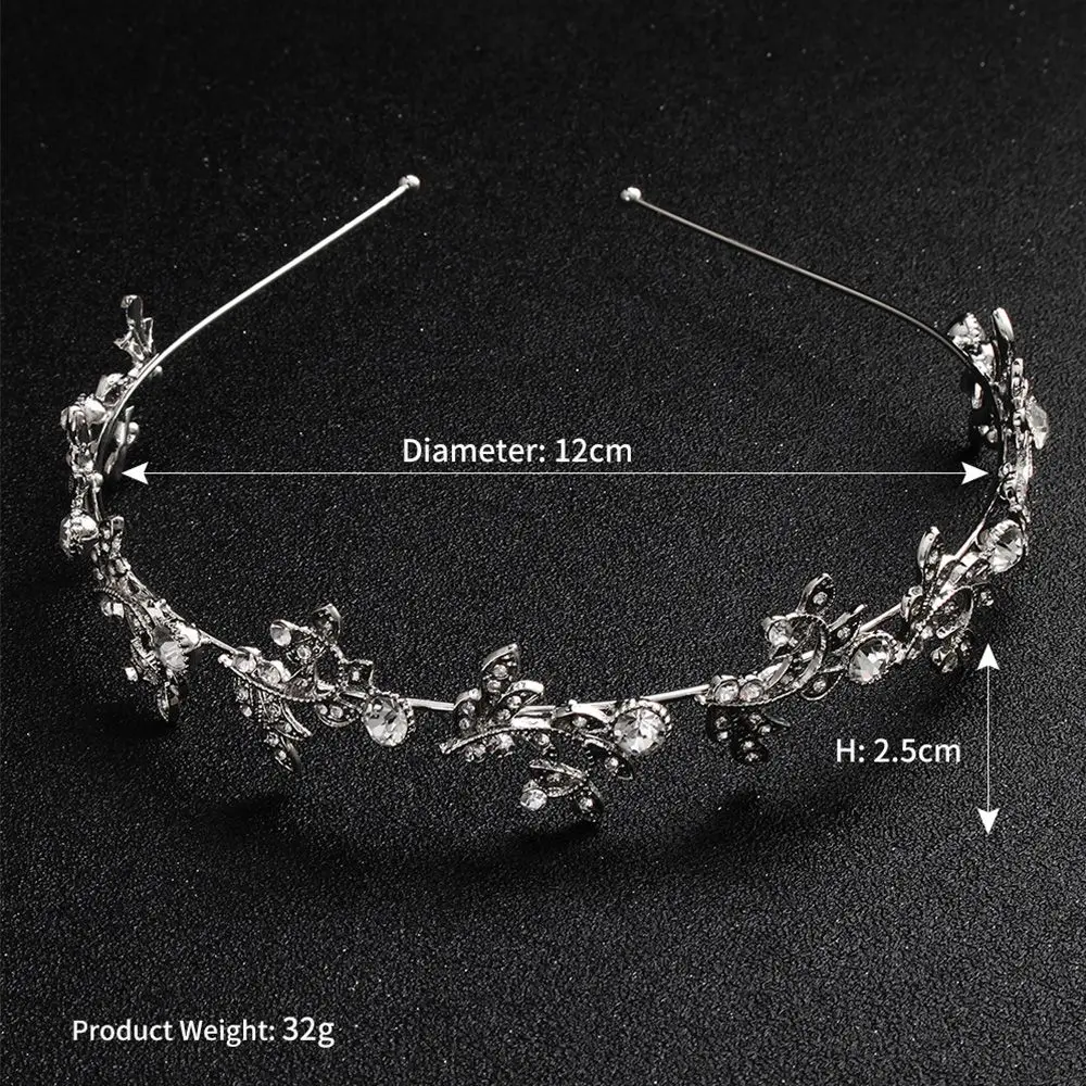 

Fashion Bridal Crystal Crown Headband Alloy Rhinestone Leaves Hair Band Romantic Weddings Hair Jewelry Accessories Headpiece