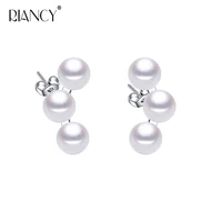 fashion three pearl earrings pearl jewelry classic simple 925 silver earrings for women party wedding earrings