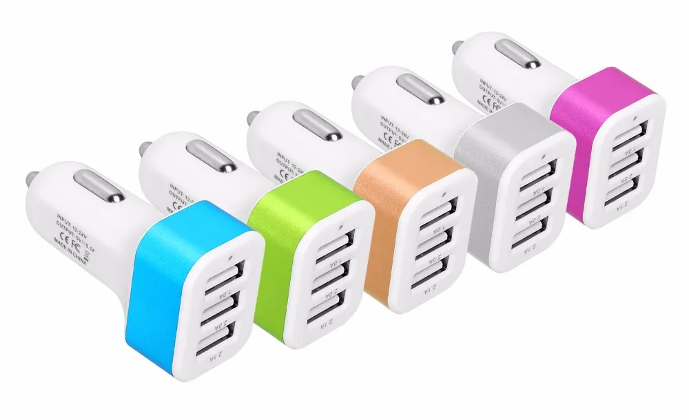 3 port USB Car Charger For Mobile phone adapter for iphone 6S 7 8 X Samsung Huaei Xiaomi Redmi Car-charger Adapter | Мобильные