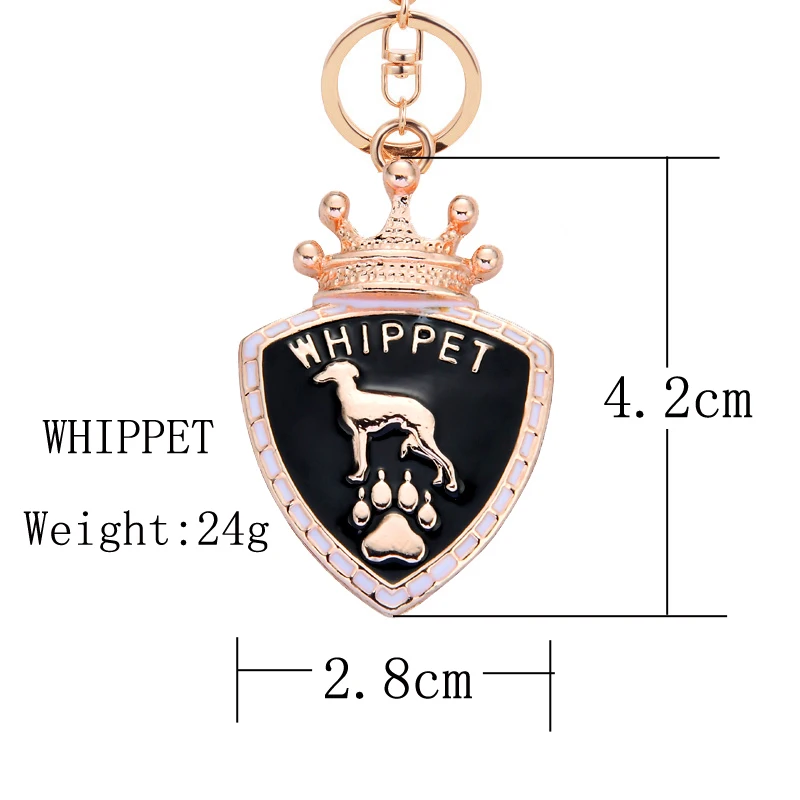 Animal Whippet Keychain Key Rings For Car Gold Color Pet Dog Pendant Bag Charm Men Women Enamel Chain Keyring Trinket | Украшения и