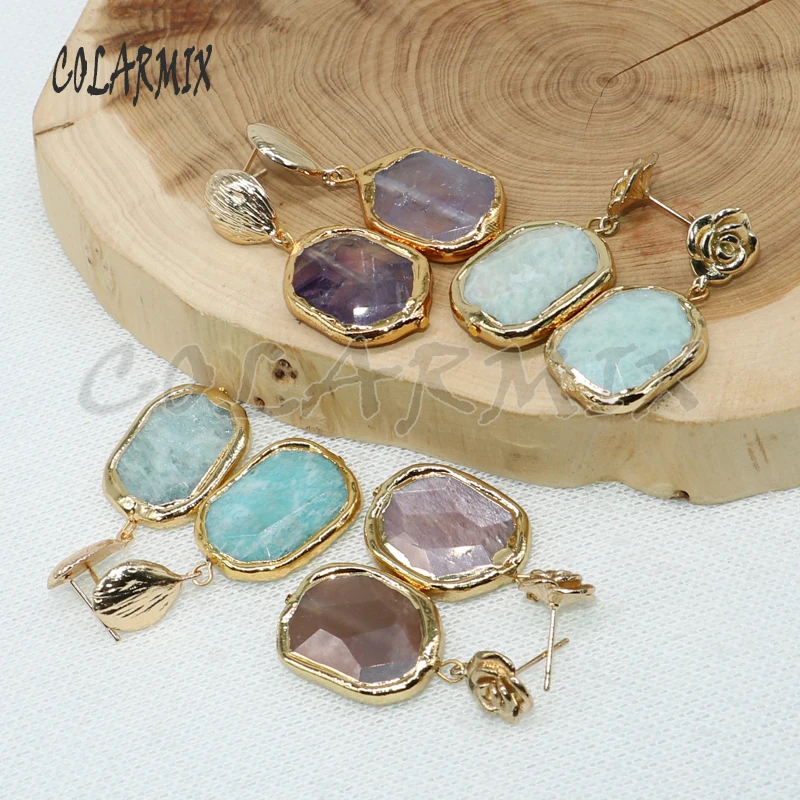 Женские серьги с натуральным камнем 5 пар висячие кристаллами ювелирные изделия