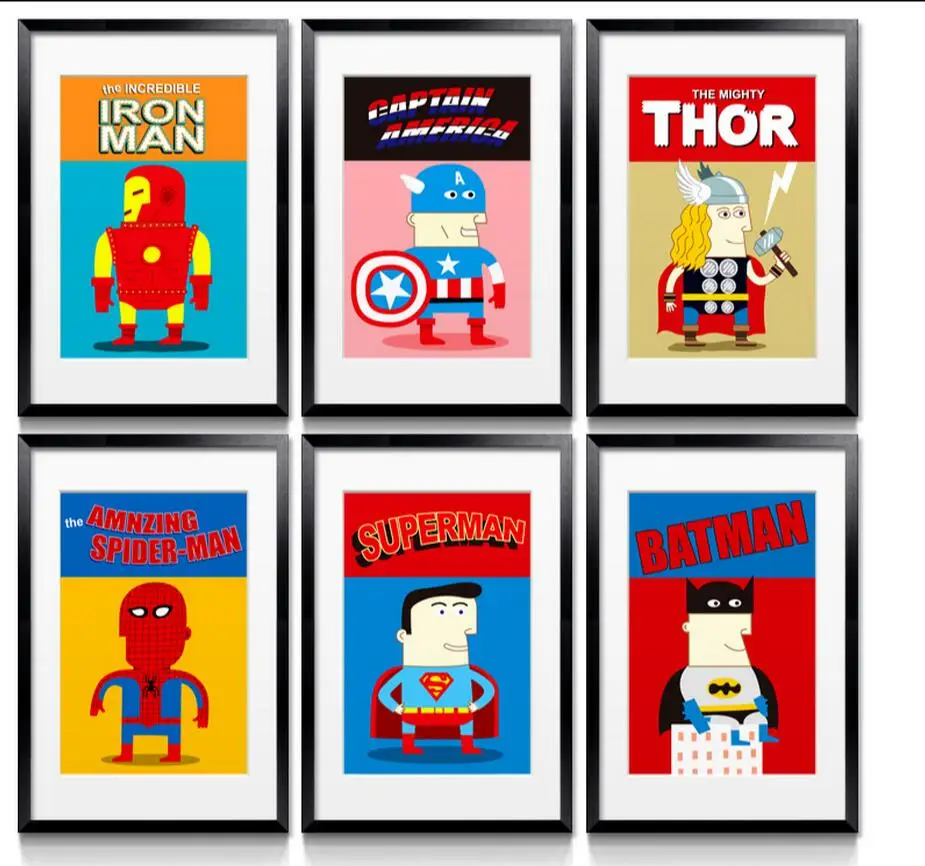 

Cartoon HD Print Canvas Oil Painting (No Frame) Funny Superhero Patterns Modern Giclee Wall Art Picture Posters For Home Decor