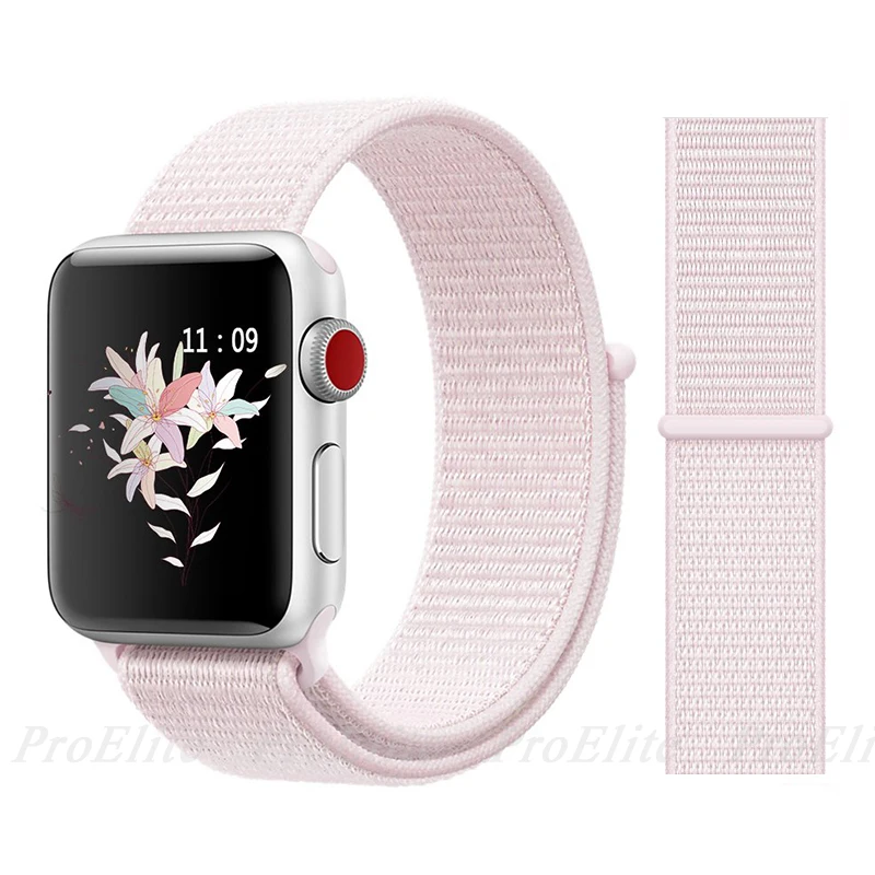 Color18 pearl Pink Нейлон Ремешок для наручных часов Apple Watch серии 3/2/1 38 мм 42 мм мягкий нейлон дышащий сменный ремешок Спортивная петля для наручных часов iwatch серии 4 40 мм 44 мм - Цвет ремешка: Color18 pearl Pink