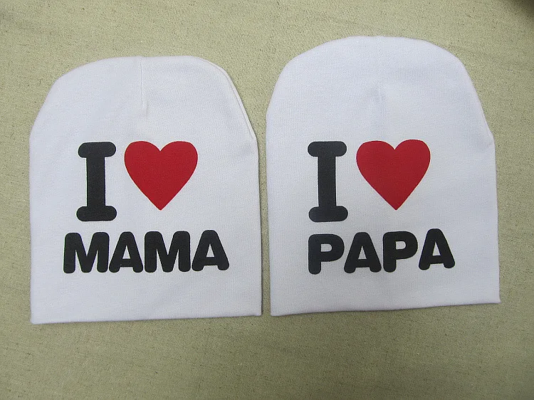 1 шт. Детская Хлопковая Шапка бини с надписью I LOVE PAPA MAMA|infant hat|baby hathats for boys |