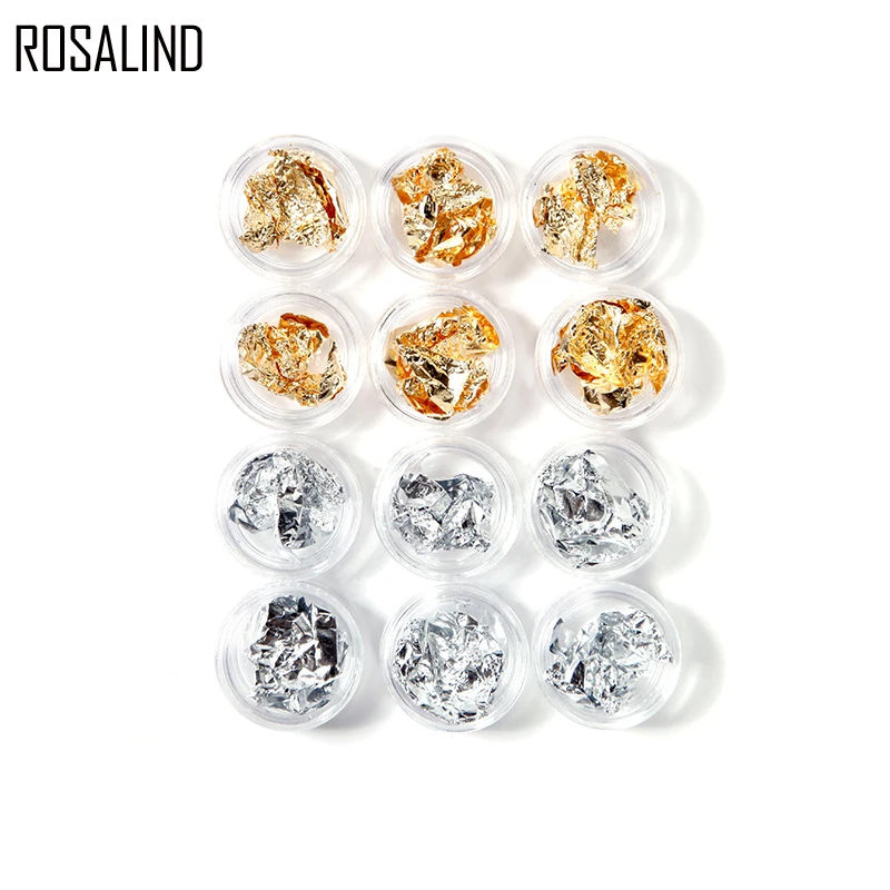 ROSALIND 12 горшок/набор золотистого и серебряного цвета блестящая наклейка из фольги