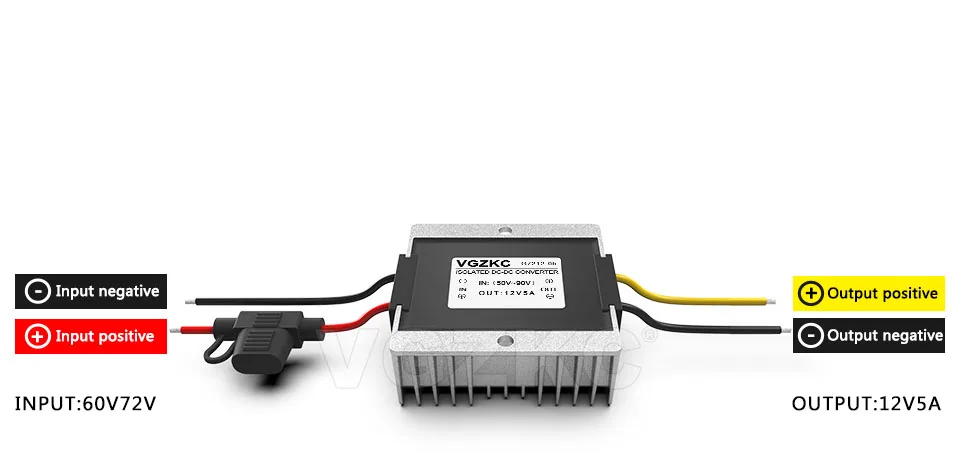 72 V-12 V 5A Шаг вниз изолированный преобразователь напряжения постоянного тока 60 Вт DC-DC понижающий модуль 12 вольт Мощность