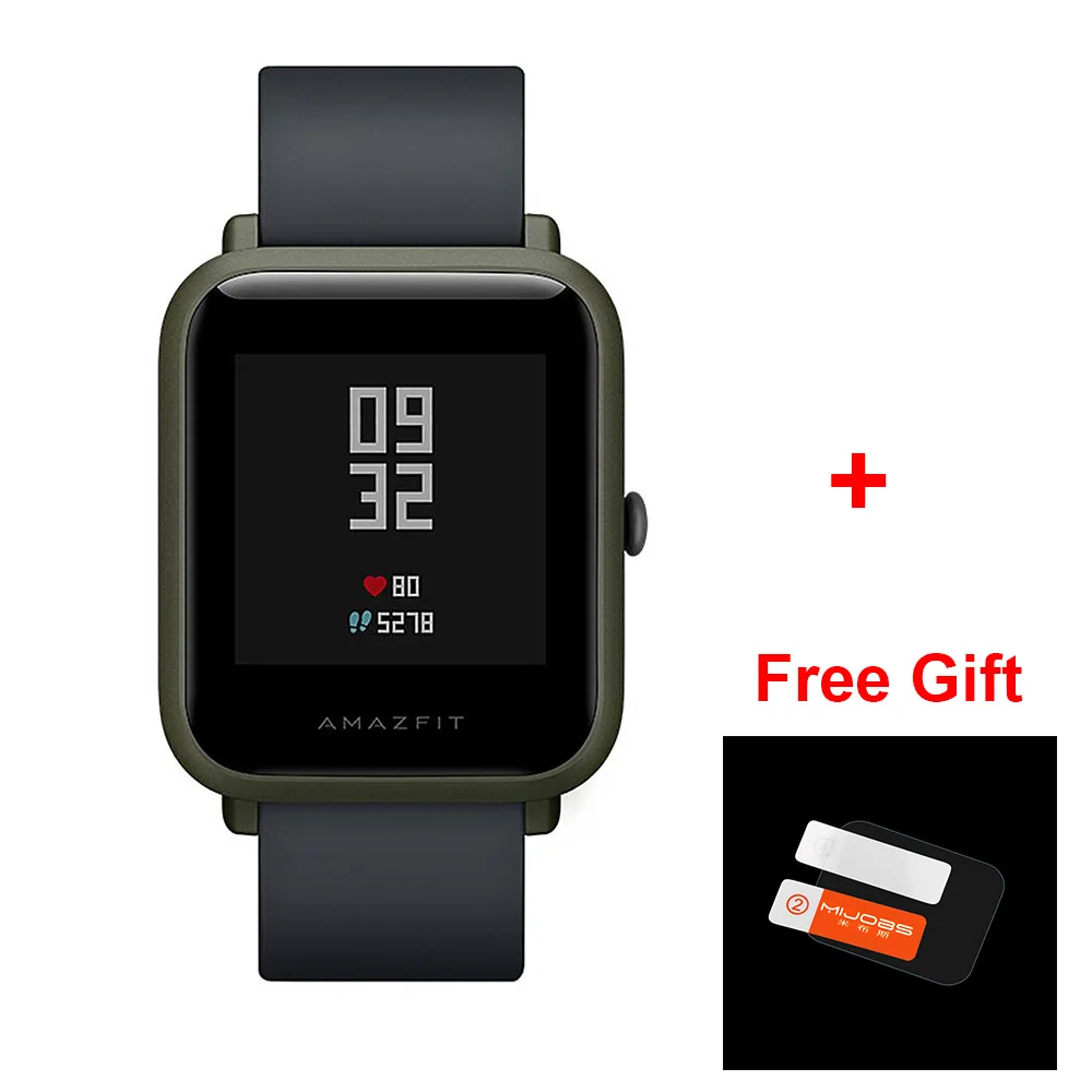 Green add films Оригинальная международная версия Huami Amazfit Bip IP68 gps Смарт часы 45 дней в режиме ожидания Пульс трекер здоровья - Цвет: Green add films