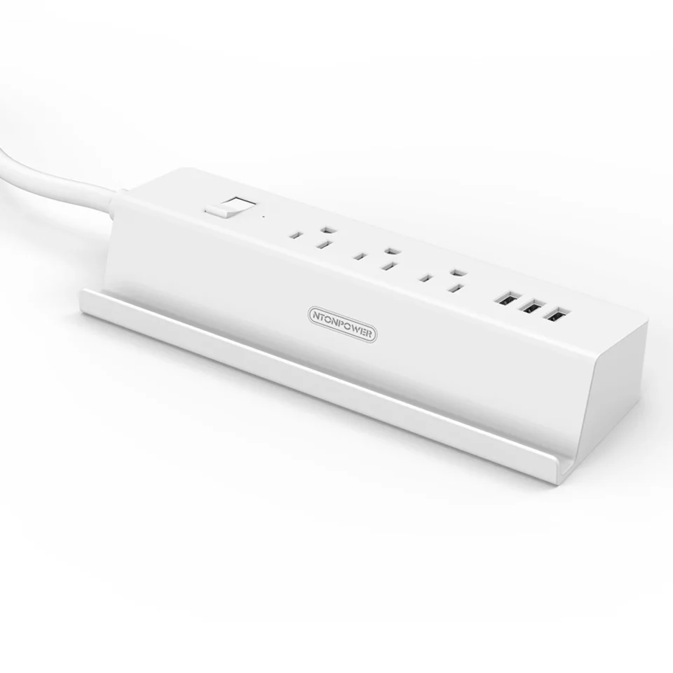 Белый NTON power MSP USB удлинитель с вилкой США 15а переключатель перегрузки энергосберегающий 3 AC 3 usb порт для зарядки с держателем для телефона - Цвет: Белый