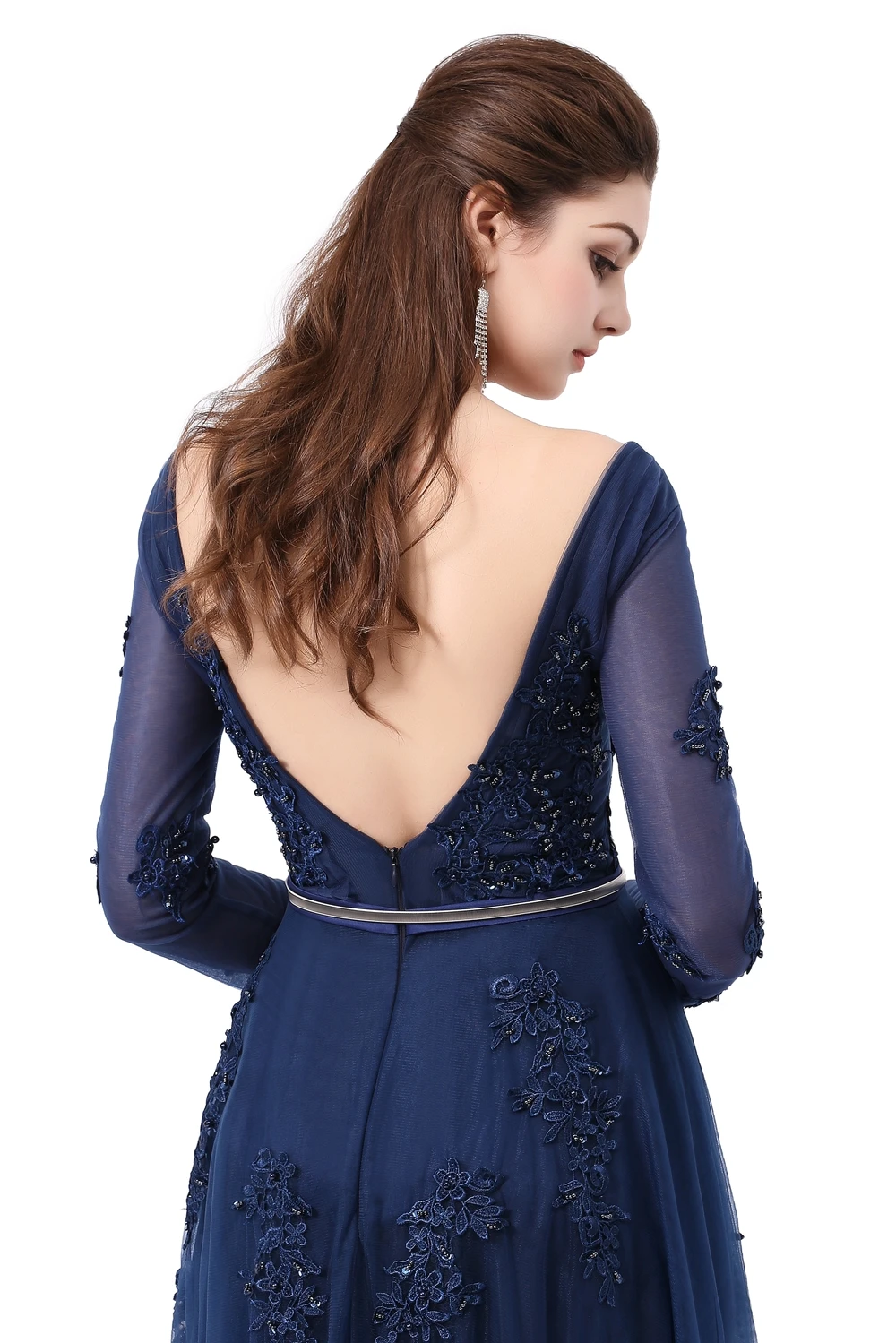 Женское вечернее платье SSYFashion сексуальное кружевное с открытой спиной V образным