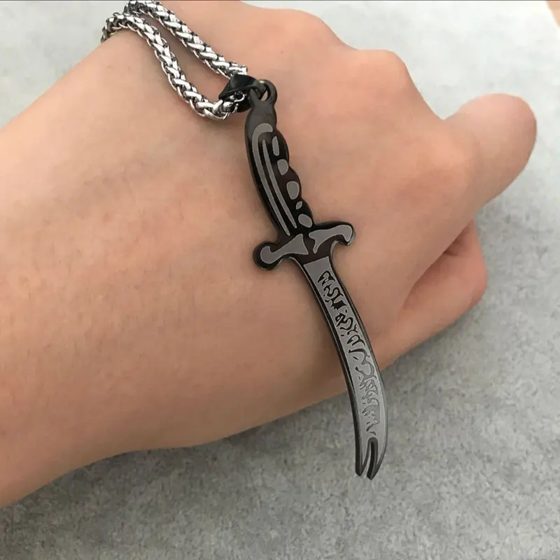 Ислам Мусульманский Зульфикар меч Имам Али из нержавеющей стали кулон ожерелье