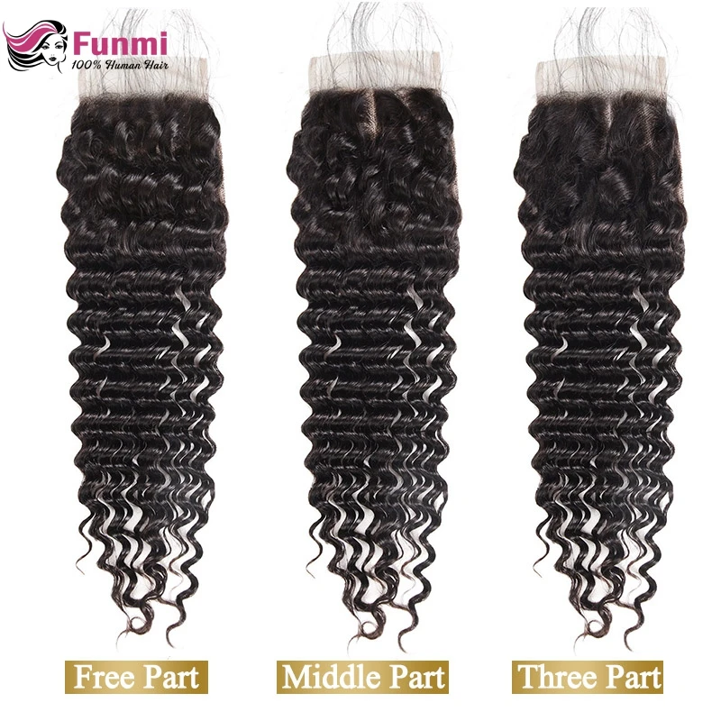 Funmi натуральный цвет 1 шт. индийские девственные волосы глубокая волна Кружева