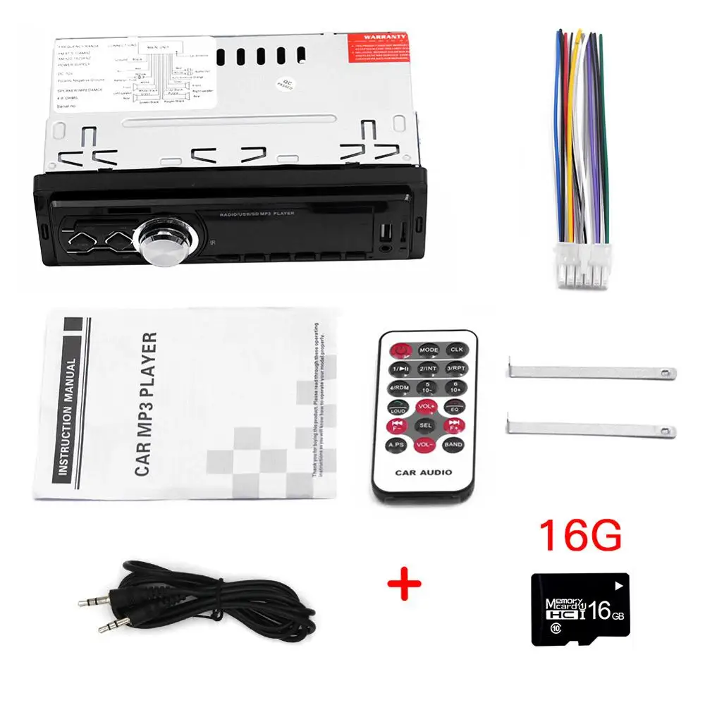 With 16G SD Card Радио usb без bluetooth Авто Радио Кассетный рекордер coche indash 1din автомобильный стерео fm-приемник аудио SD mp3 мультимедийный плеер - Цвет: With 16G SD Card