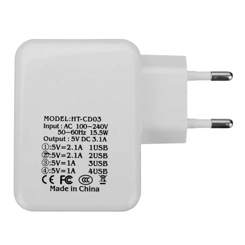 ЕС США 4 порта USB концентратор зарядное устройство адаптер Смарт путешествия