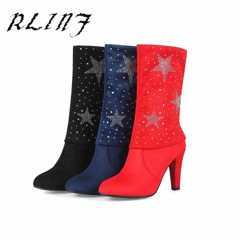 RLINF/Новинка водонепроницаемые ботинки на высоком каблуке и платформе с круглым