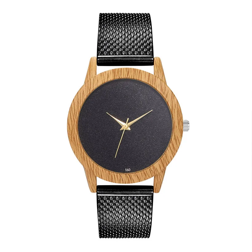 Женские часы с пластиковым ремешком деревянные светло черные аналоговые в
