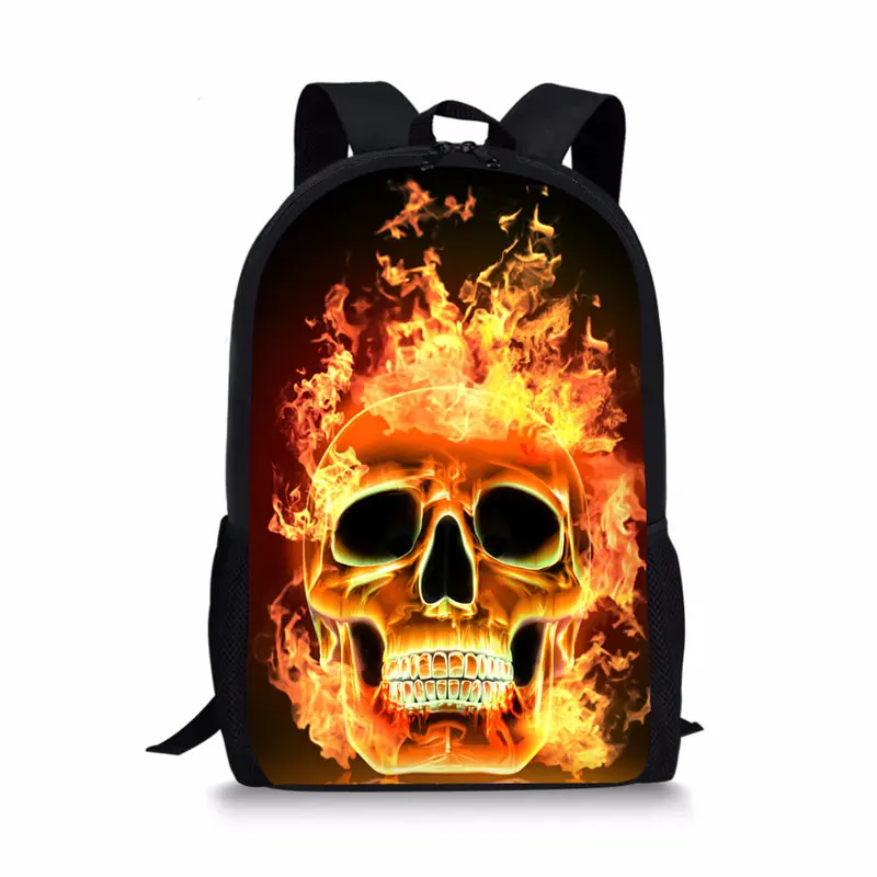 THIKIN череп с пламенем Детский рюкзак супер крутой TeenagerBackpack путешествия девочки школьная сумка для мальчиков популярная женская сумка на плечо 16 дюймов