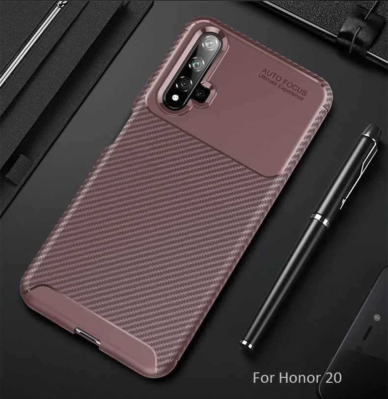 Чехол из углеродного волокна для huawei Honor 20 Pro View 20, ТПУ, силиконовая Матовая защитная накладка из волоконной ткани