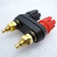 2 pcs high quality banana connector gold plated copper banana plug sockets red and black siamese union terminal