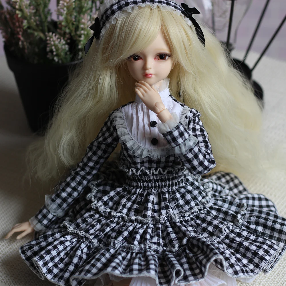 Fortune Days 1/4 MMGIRL BJD кукла 45 см шарнирное тело с ручной макияжем reborn girls eye черная клетчатая принцесса кукла платье подарочная игрушка
