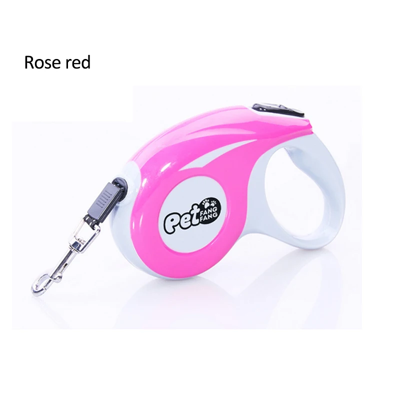 Rose Red Автоматическая Тяговая веревка прочный светоотражающие поводки для питомцев, Собак прочный выдвижной ABS 3 м/5 м для собак и кошек Тедди HY077 - Цвет: Rose Red