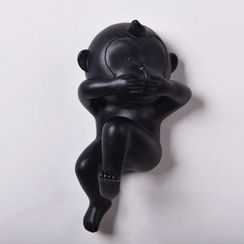 Животные настенный Декор 3D Три мудрые обезьяны Крюк стойка искусство Гостиная Офис детская комната белый и черный контрактный фон R682
