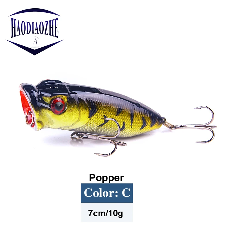 Поппер воблер рыболовная приманка с 6 # крючки 7cm10g плавающий Crankbait искусственная