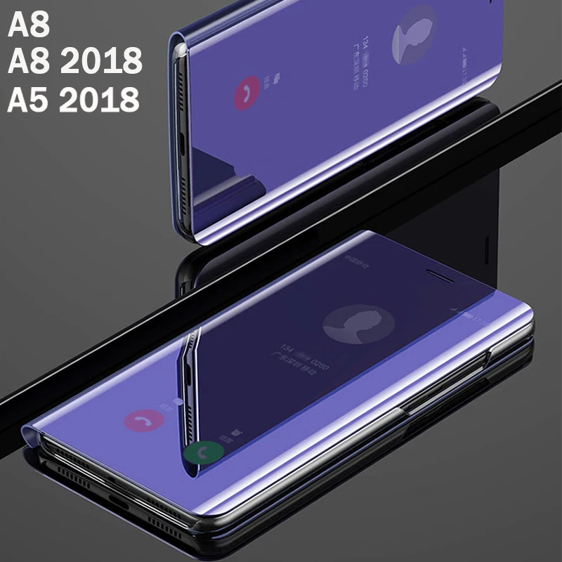 Откидной Чехол для телефона с умным зеркалом чехол Samsung galaxy A8 2018 A 8 A5 жесткий