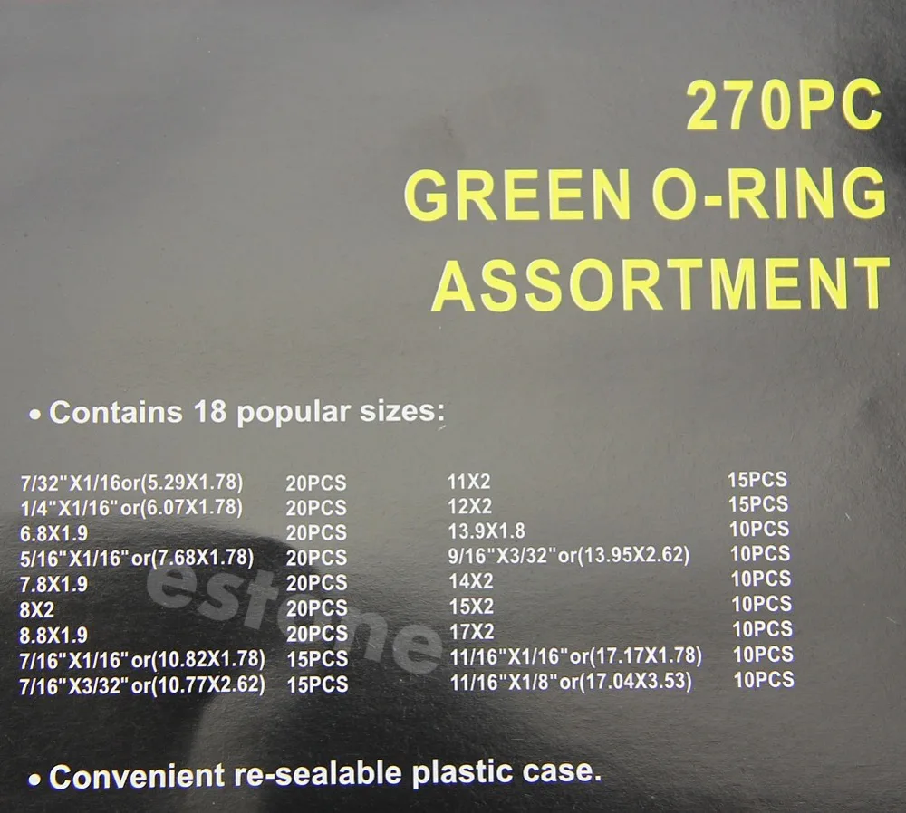 

270 Pcs 18 Sizes Kit Air Conditioning HNBR O Rings Car Auto Vehicle Repair