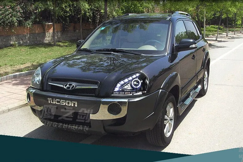 Автомобильный Стильный чехол на голову для hyundai Tucson 2005-2009 фары светодиодный фары DRL Объектив Двойной Луч Биксеноновые HID аксессуары