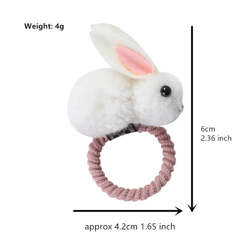New Cute Cartoon Coral Fleece Rabbit Winter Children Elastic Hair Bands Rope Girls Hairpins For Kids Accessories | Детская одежда и