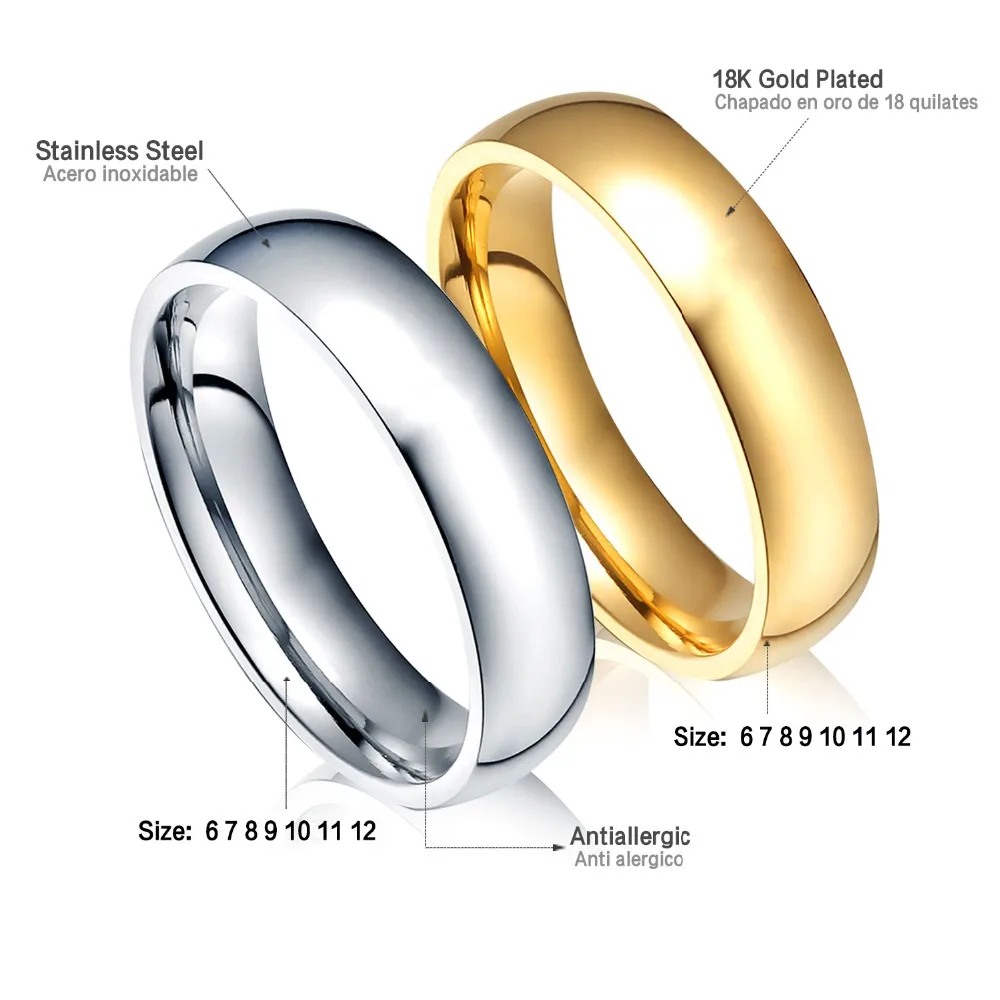 LUXUSTEEL набор anillos высокой полировки золотого и серебряного цвета пара колец