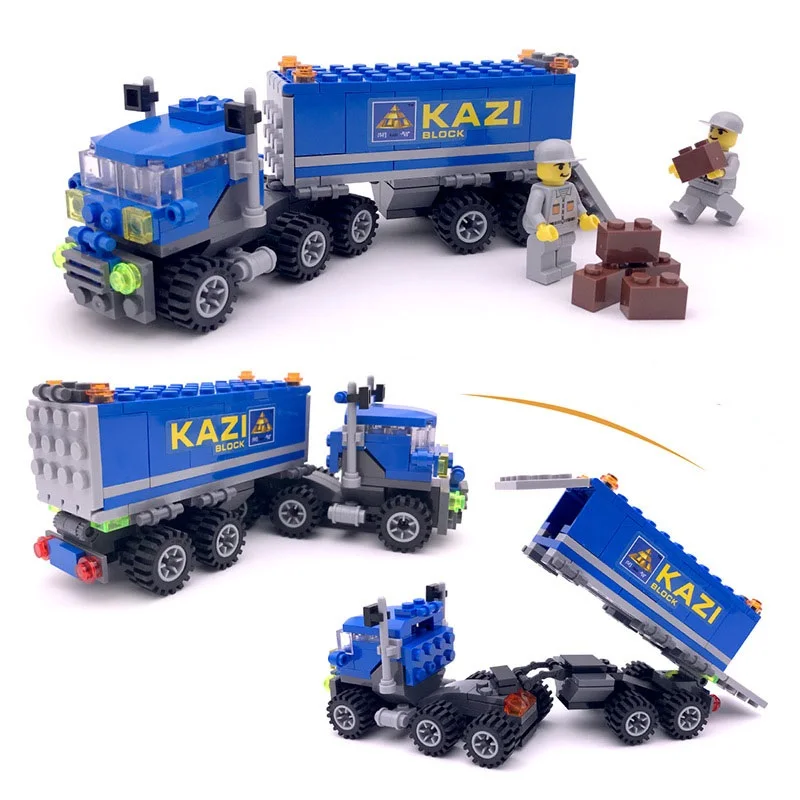 Kazi 6409 городской грузовик самосвал кран 3 в 1 Строительные блоки DIY обучающая