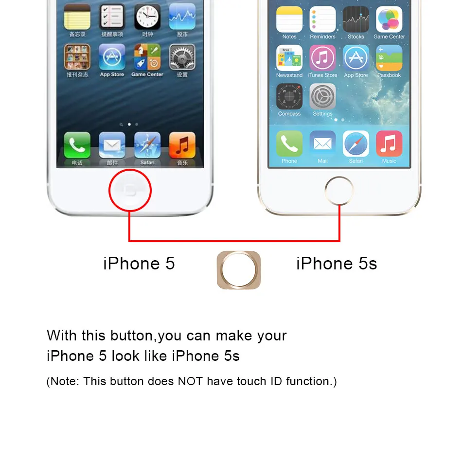 1 шт. новый ключ с металлическим кольцом для iPhone 5|button iphone|home button 5s5s home |
