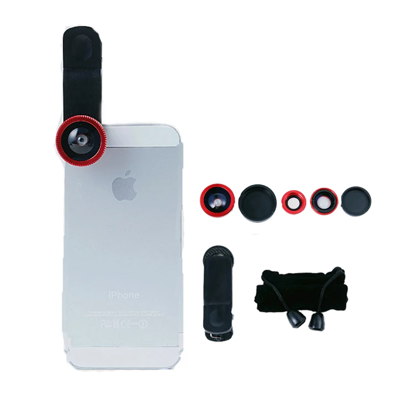 Рыбий глаз + Широкий формат Макро 3 в 1 Объективы для телефонов телефона Ip6S плюс 5S 4S