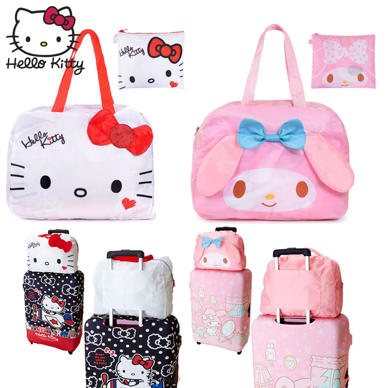 Милая розовая сумка на плечо с рисунком hello kitty для девочек и женщин, багаж для путешествий, переносные сумки для хранения, детские подарки, плюшевые рюкзаки для багажа