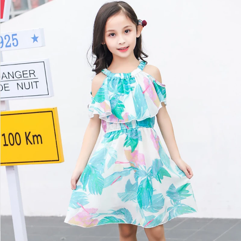 2019 Summer Girl Dress Cotton Children Dresses Geometric Print Kids for Girls Fashion Clothing Sundress 4-12T | Детская одежда и