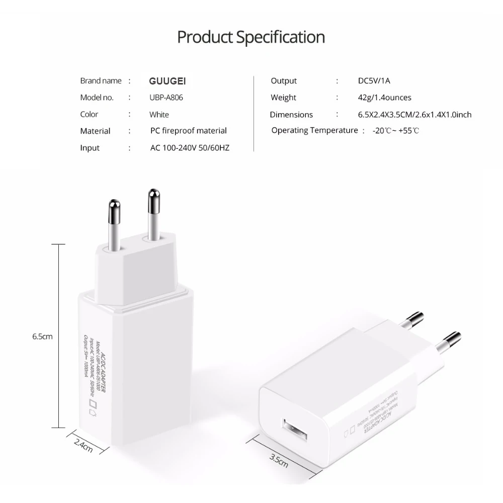 ANMONE универсальное USB зарядное устройство адаптер ЕС для мобильного телефона 5V1A