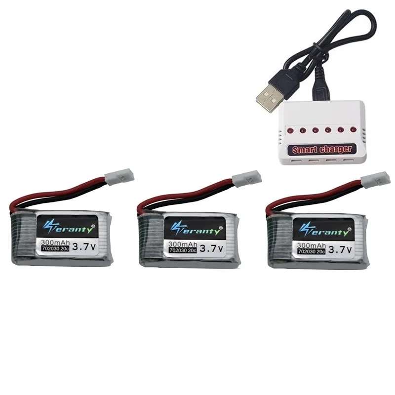 6 шт 3,7 V 300mAh литий-полимерный Батарея и 6-в-1 Зарядное устройство для Syma X11 E55 FQ777 FQ17W F180 FY530 U816 U816A U830 X100 H107 S39-1 HD-1306 - Цвет: Светло-желтый