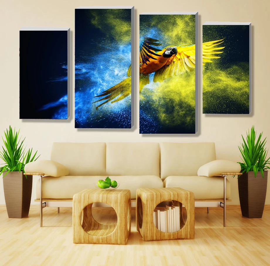 4 Панель наборы Красивый водопад пейзажная живопись цветы современные картины на