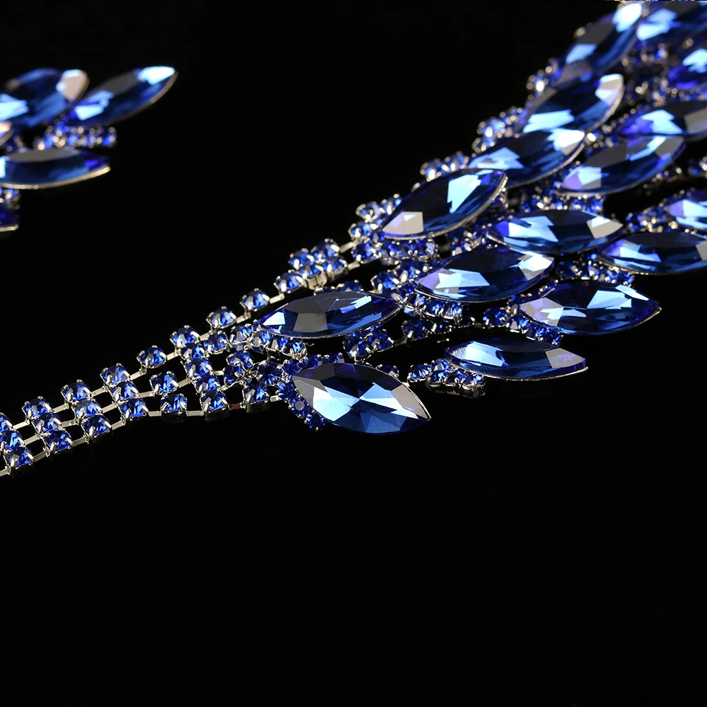 Парабола великолепные роскошные блестящие синие стразы бисер choker ювелирные