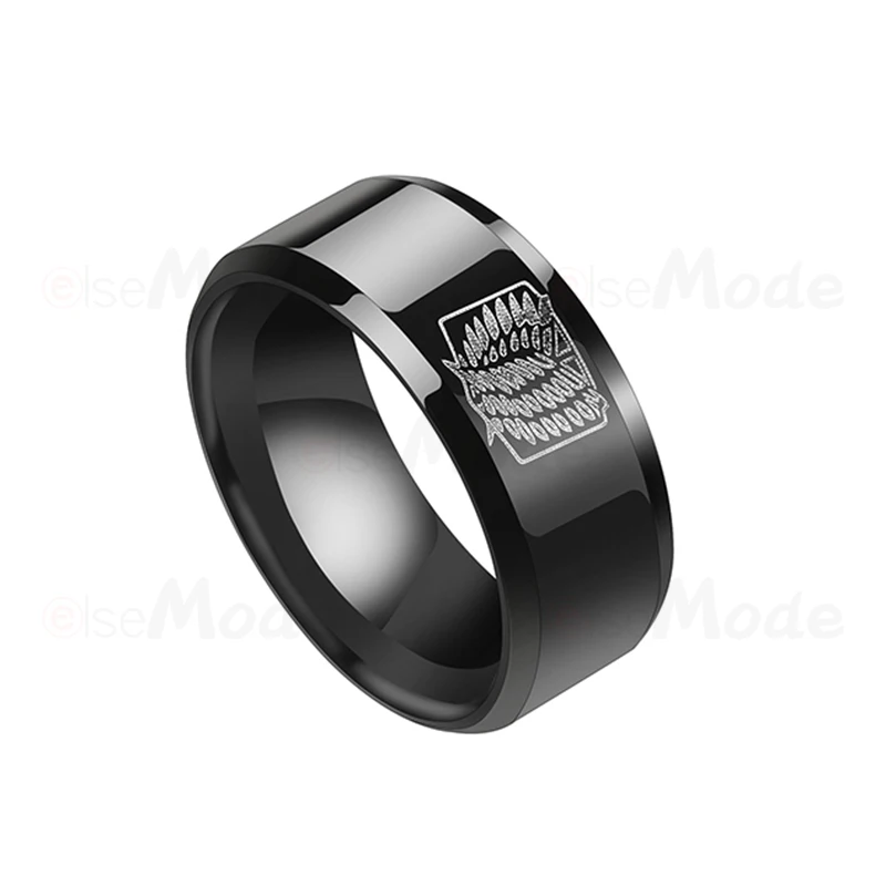 ELSEMODE атака на Титанов черное титановое кольцо из нержавеющей стали крылья флаг