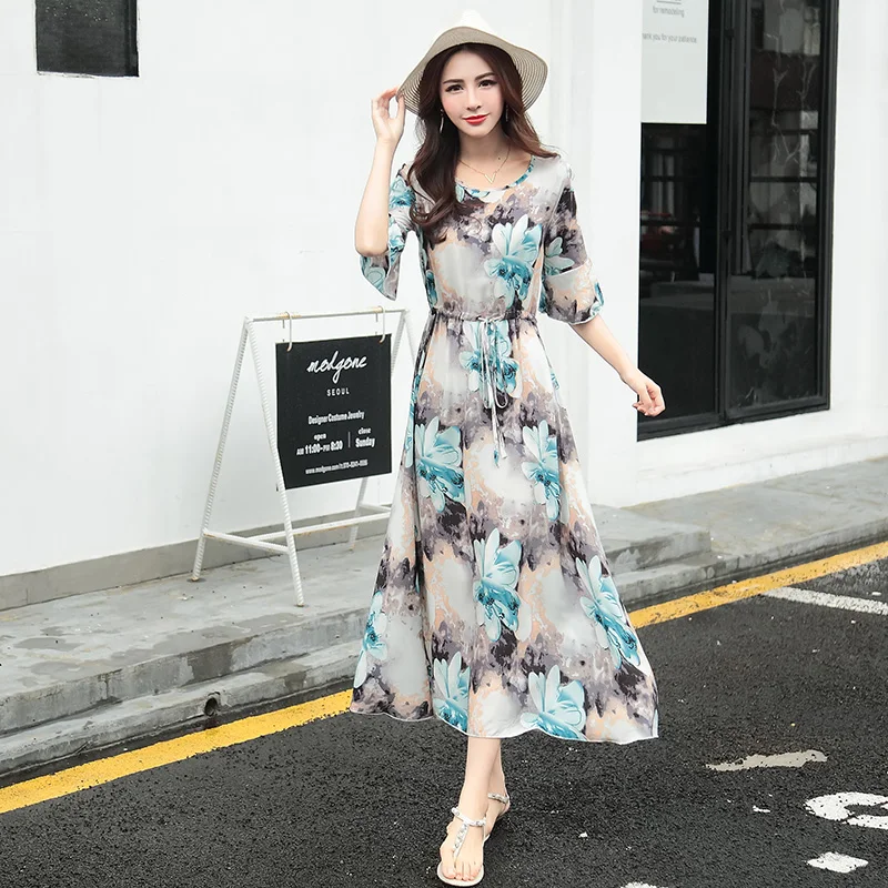 Женское пляжное платье в стиле бохо винтажное длинное макси с расклешенными