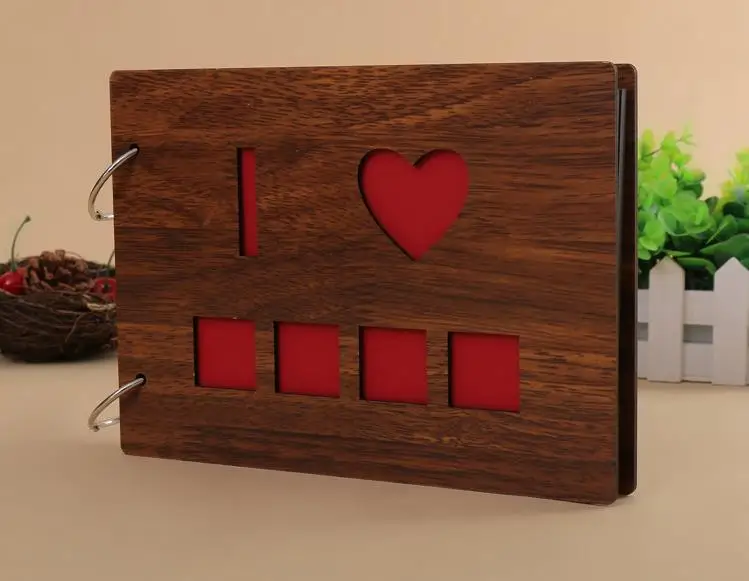 8 дюймов DIY семейные детские черные бумажные листы винтажный деревянный альбом