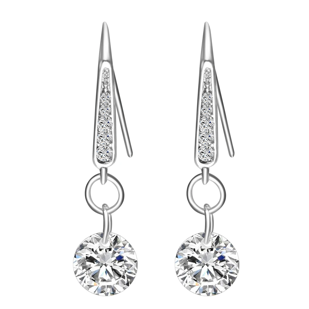 Женские серьги-подвески серебряного цвета с кристаллами | Украшения и аксессуары